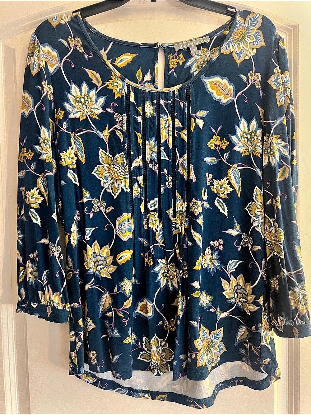 daniel rainn Floral Blouse in Blue & Yellow